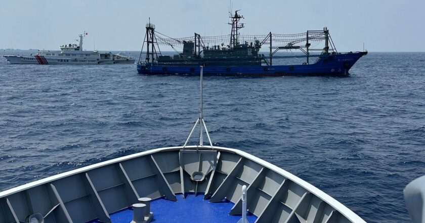 A Chinese coast guard ship came within a few feet of a Philippine vessel it was trying to block in the disputed South China Sea.